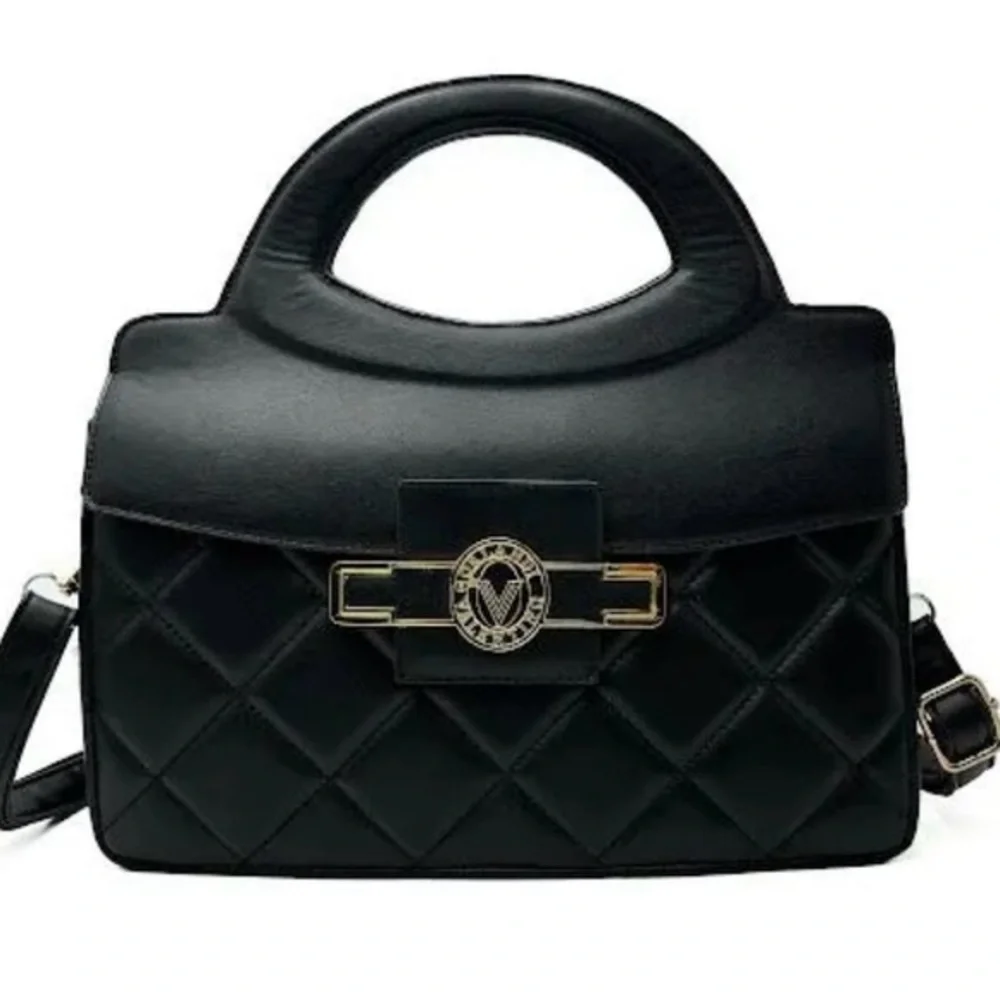 Valentino Orlandi Elegant Black Quilted Handbag